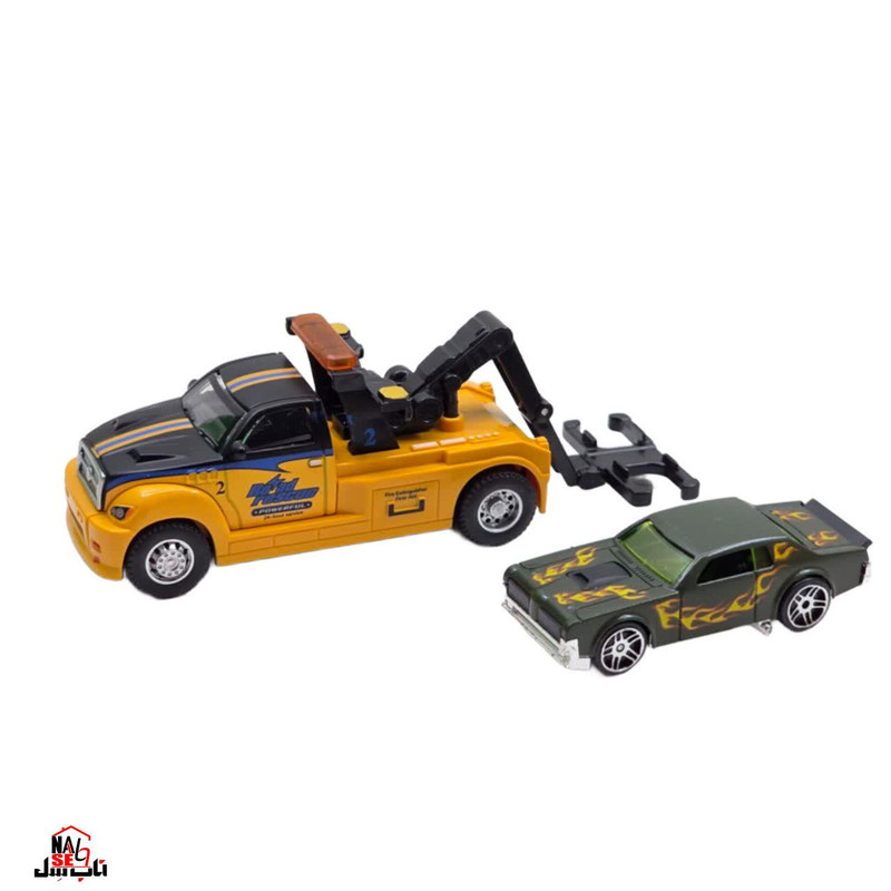 ماشین بازی ناب سل مدل کامیون بازی یدک کش فلزی عقب کش مجموعه دو عددی TRUCK TRANSPORT NAAB003