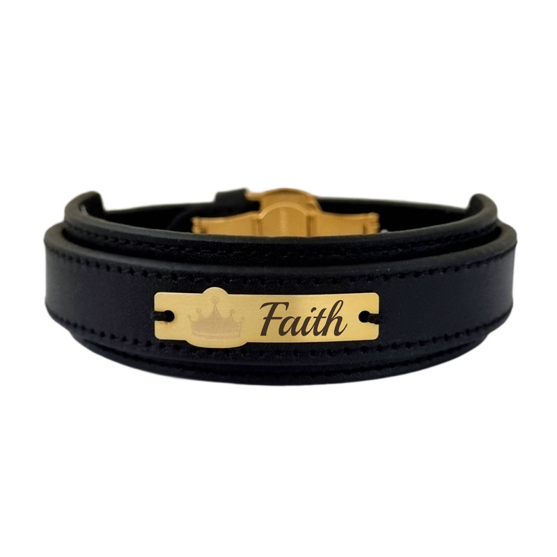 دستبند طلا 18 عیار مردانه لیردا مدل کلمه Faith 823