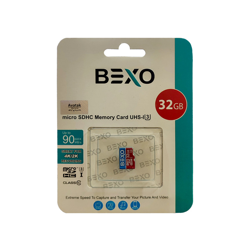 کارت حافظه microSDHC بکسو مدل 600X کلاس 10 استاندارد UHS-I U3 سرعت 90MBps ظرفیت 32 گیگابایت