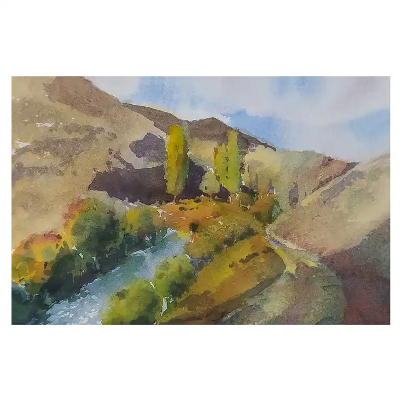 نقاشی آبرنگ طرح کوهستان کد 65