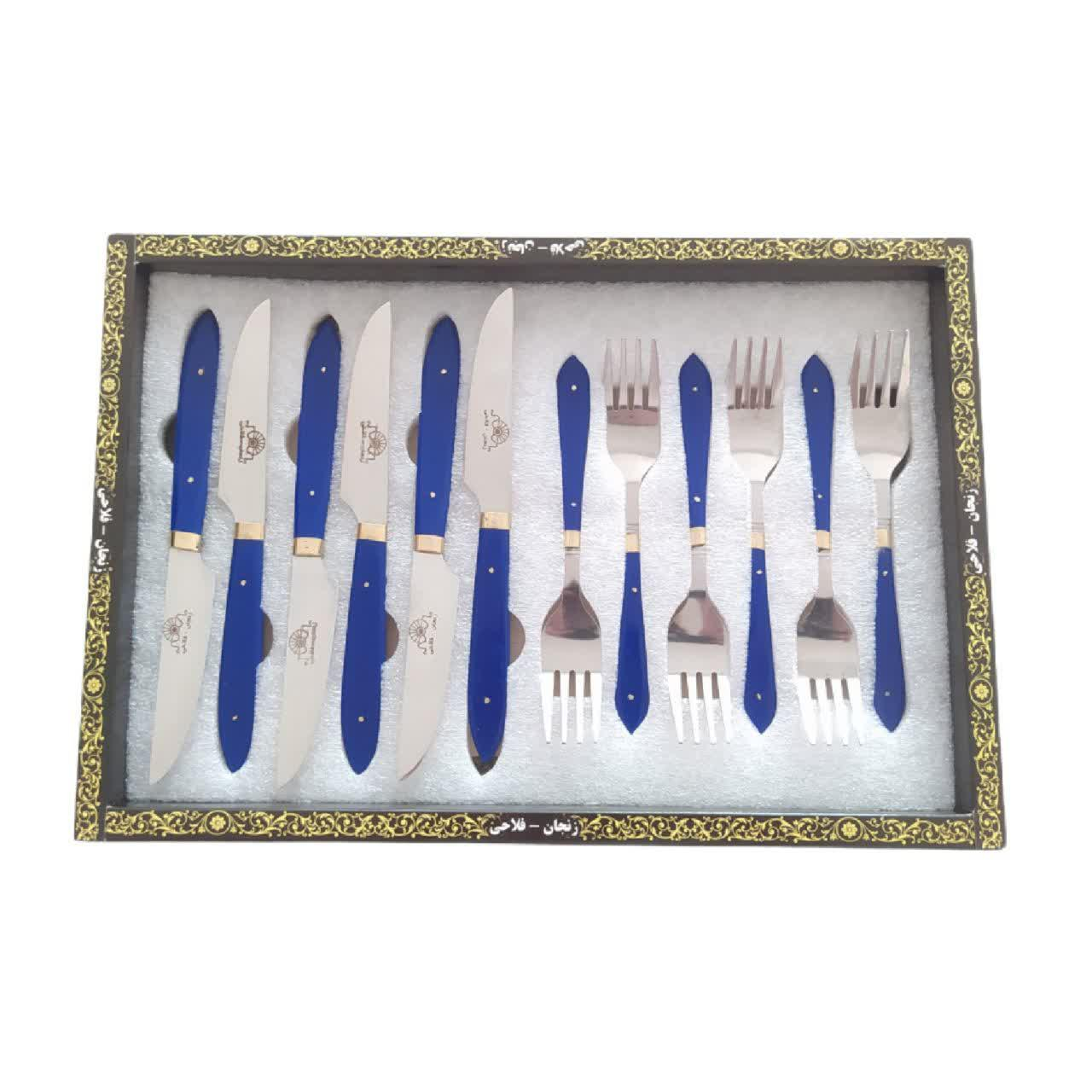 ست کارد و چنگال میوه‌خوری 12 پارچه فلاحی زنجان کد7 