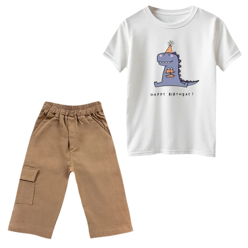ست تی‌شرت و شلوارک پسرانه مدل دایناسور تولد