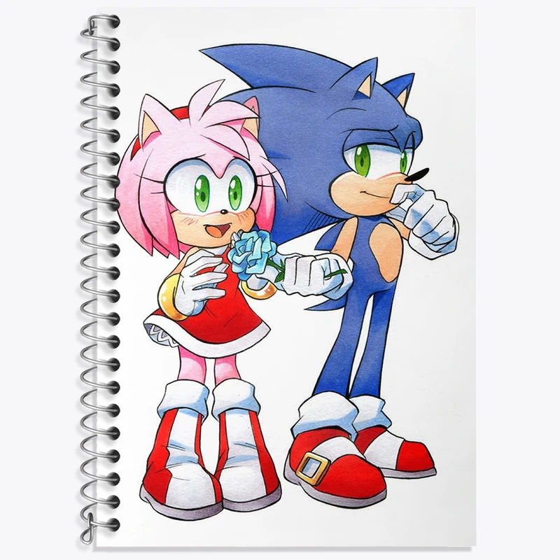 دفتر زبان 50 برگ خندالو مدل سه خط طرح سونیک کد N38