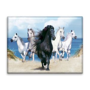 کاشی اطلس آبی طرح اسب سفید و سیاه مدل T1329 