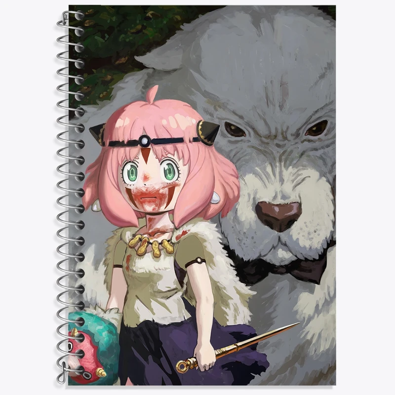 دفتر زبان 50 برگ خندالو مدل دو خط طرح سان و آنیا انیمه پرنسس مونونوکه کد 34079