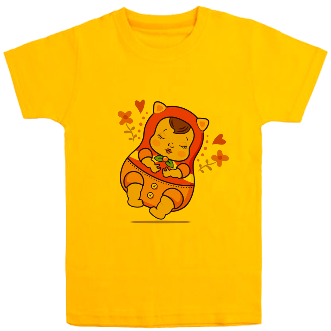 تی شرت آستین کوتاه دخترانه مدل D70 Baby رنگ زرد