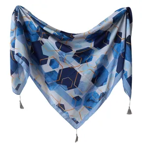 روسری زنانه مدل نخی تابستانی هندسی قواره بزرگ کد 31