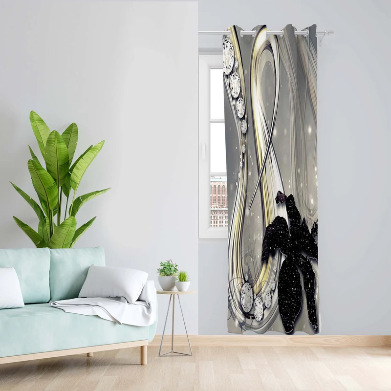 پرده طرح نگین مدل مخمل پانچی کد 5121L z سایز 140x200 سانتی متر