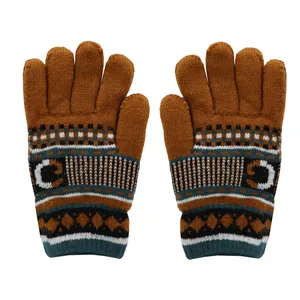 دستکش بافتنی زنانه مدل CG رنگ قهوه ای