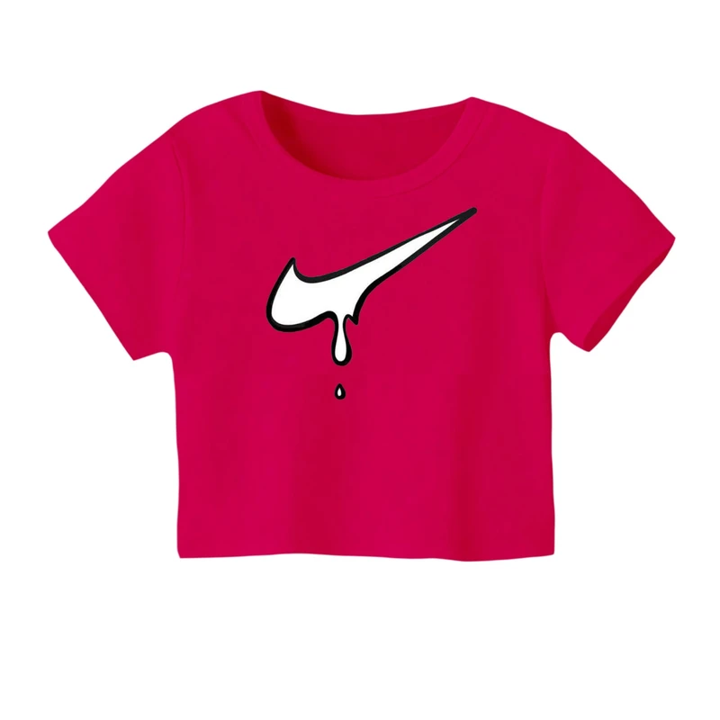 کراپ‌ تی‌شرت آستین کوتاه زنانه مدل لوگو‌ کد 22