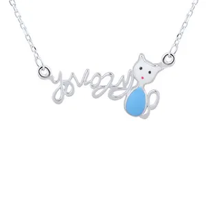 گردنبند نقره زنانه گالری شمرون مدل گربه کد NEC641S0