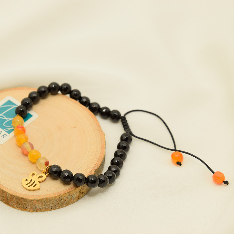 دستبند زنانه دلنار گالری مدل سنگ عقیق و زنبور دستبند زنانه دلنار گالری مدل سنگ عقیق و زنبور