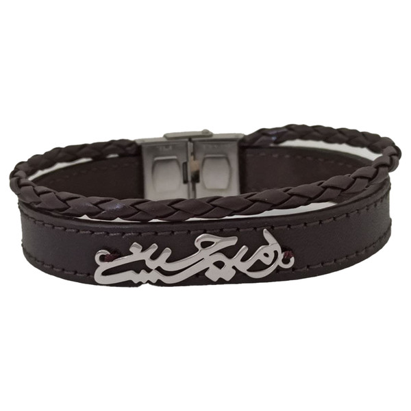 دستبند نقره مردانه ترمه ۱ طرح امیر حسین کد mas 00714