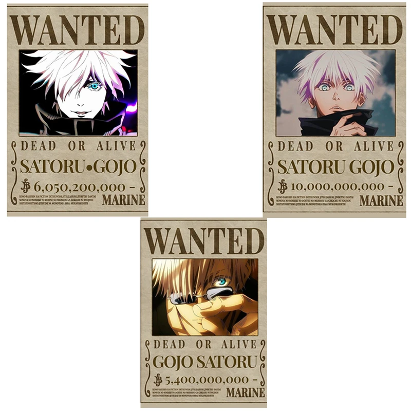 پوستر مدل تحت تعقیب انیمه جوجوتسو کایسن Jujutsu Kaisen طرح گوجو ساتورو Satoru Gojo مجموعه 3 عددی