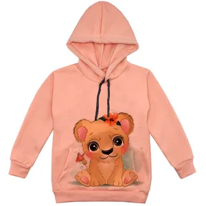 هودی دخترانه مدل بچه شیر F118 رنگ گلبهی