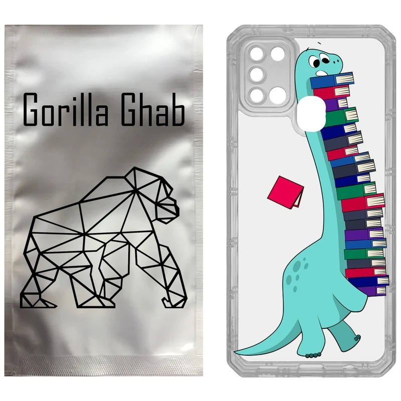 کاور گوریلا قاب مدل CLG کد 17 طرح دایناسور کتابخوان مناسب برای گوشی موبایل سامسونگ Galaxy A21S