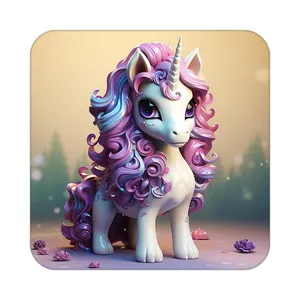 زیر لیوانی کاکتی طرح اسب تک شاخ و یونیکورن مدل mp30033