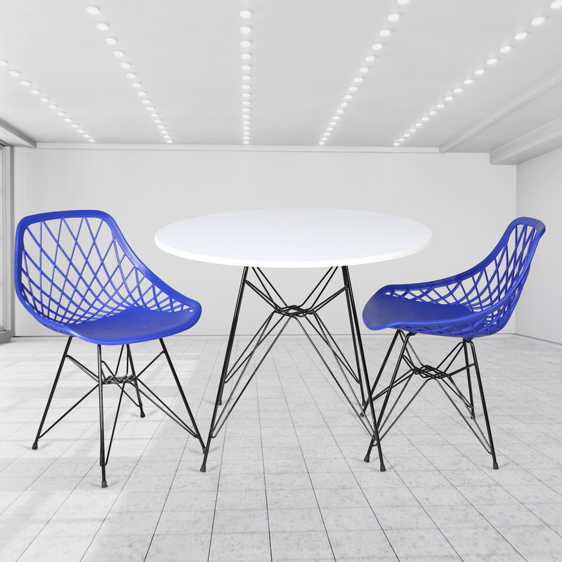 میز و صندلی ناهارخوری دو نفره مدل الماس فایبرگلاس پایه فلزی GS