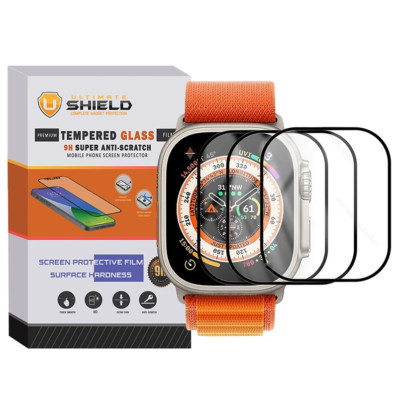 محافظ صفحه نمایش آلتیمیت شیلد مدل SH-FULL-UL مناسب برای اپل واچ Ultra 49mm / Ultra 2 49mm بسته سه عددی