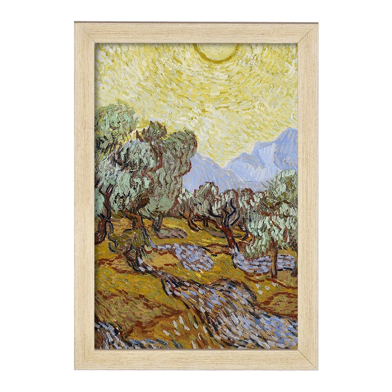تابلو خندالو مدل نقاشی درختان زیتون اثر ونسان ونگوگ کد 25444