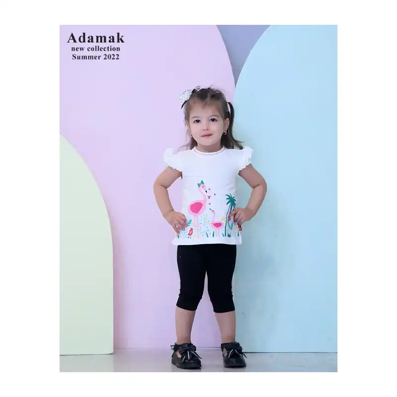 ست تاپ و شلوارک دخترانه آدمک مدل فلامینگو