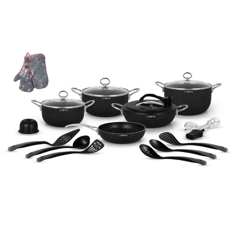 سرویس  قابلمه و تابه 18 پارچه گرانیتی لیدوما مدل اکولید سری ECO00404