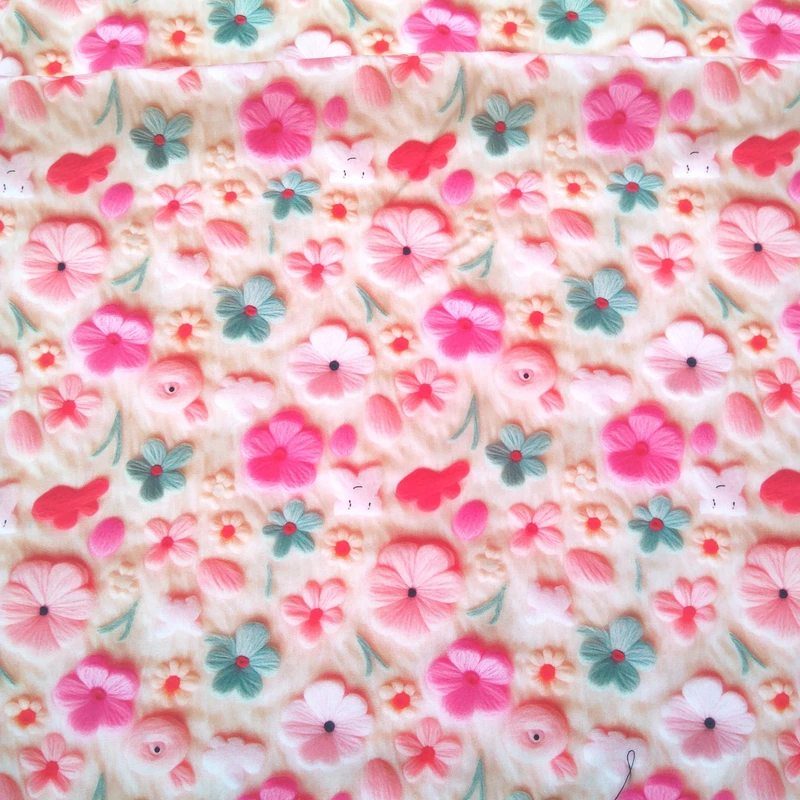 پارچه لباس عرض 1.5 متر مدل نخی سه بعدی کد 203 رنگ صورتی