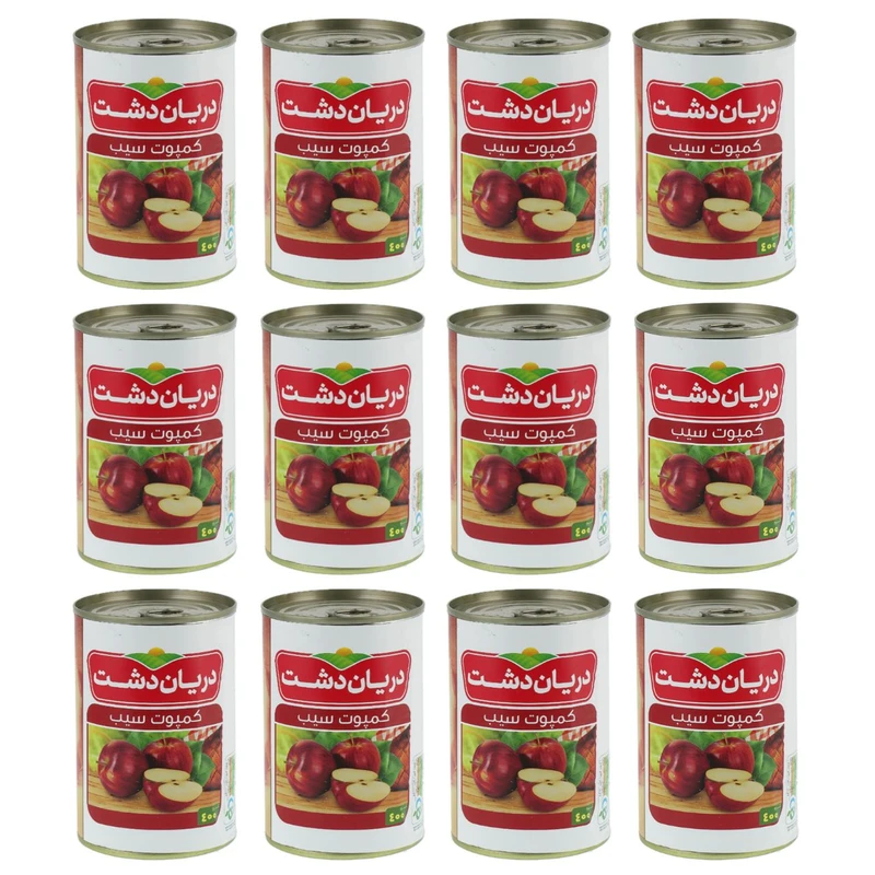 کمپوت سیب دریان دشت - 400 گرم بسته 12 عددی