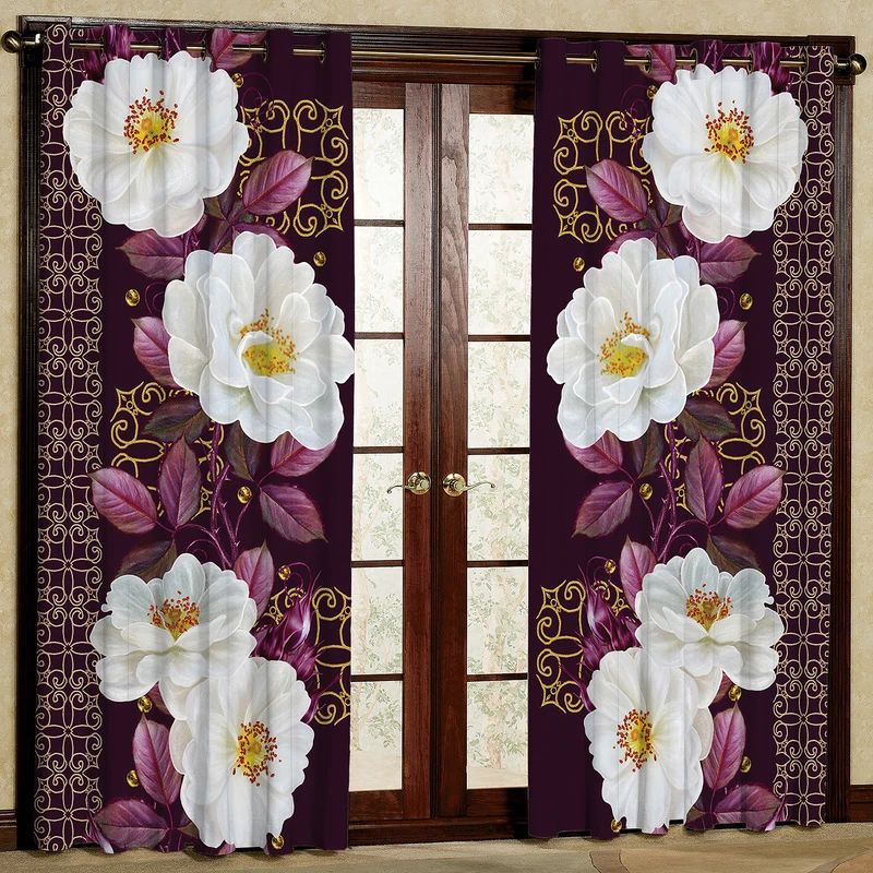 پرده مدل گل دار مخمل پانچی کد 2617 سایز 200x140 سانتی متر