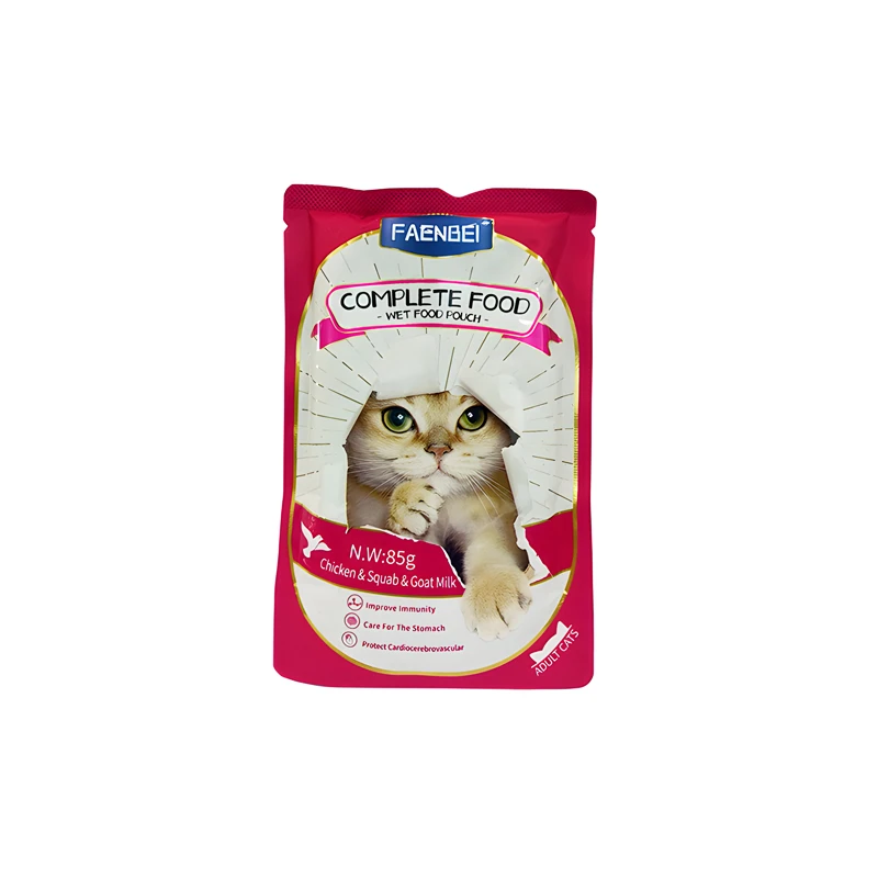 پوچ گربه فنبی مدل Goat Milk با طعم مرغ، کبوتر و شیربز وزن 85 گرم