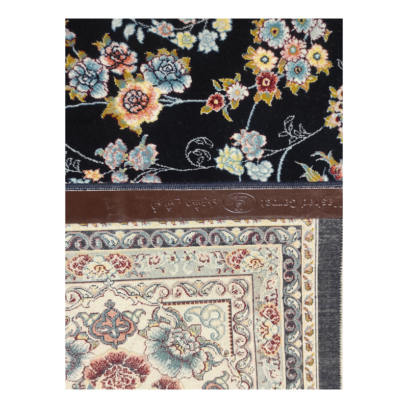 فرش ماشینی مشهد کد 722111 زمینه سرمه ای