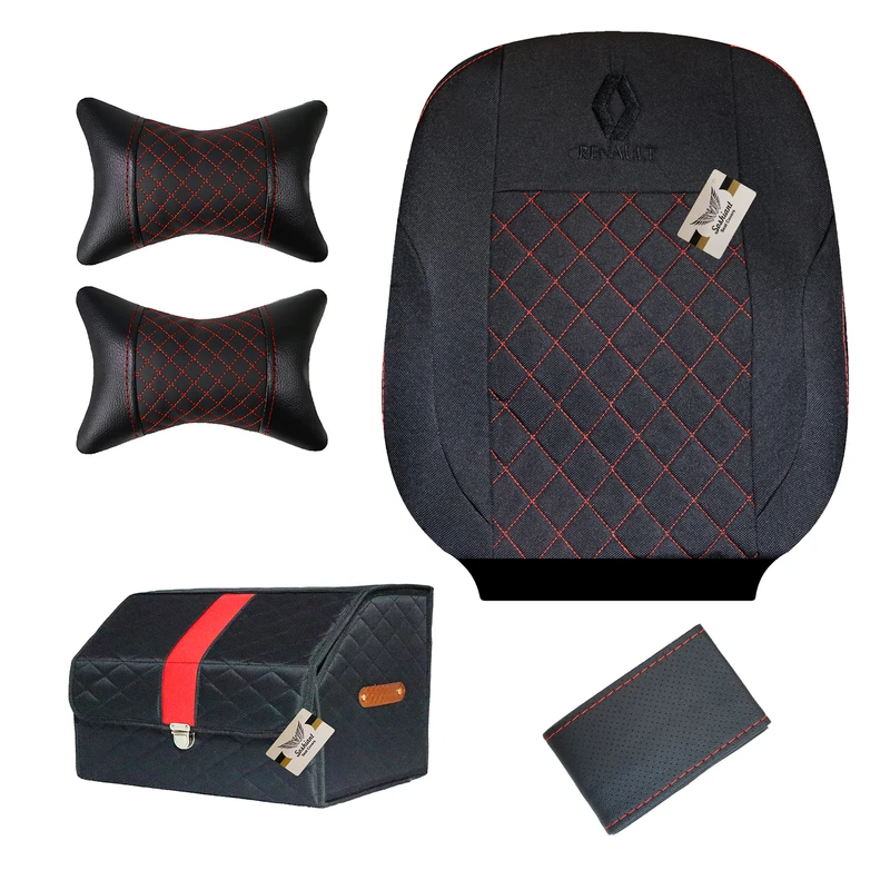    روکش صندلی خودرو سوشیانت مدل T مناسب برای رنو ال90 به همراه پشت گردنی و نظم دهنده و دور فرمان