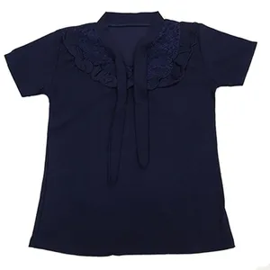 بلوز زنانه مدل یقه کراواتی گیپور دار