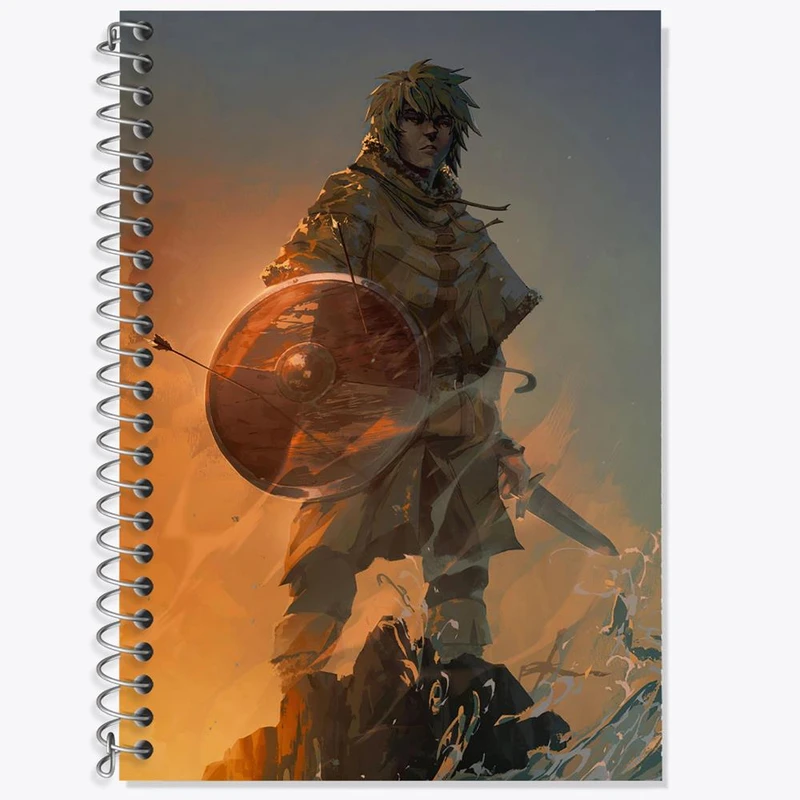 دفتر زبان 50 برگ خندالو مدل دو خط طرح تورفین انیمه حماسه وینلند Vinland Saga کد 27486