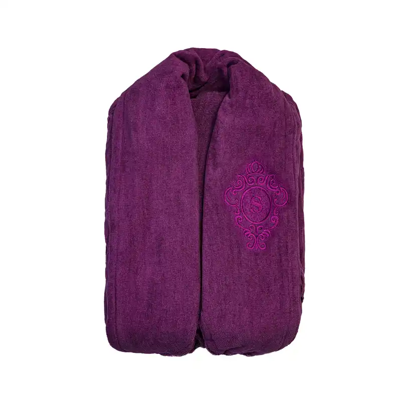 حوله پالتویی ارغوان طرح گلدوزی رمنس سایز 125