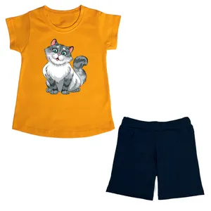 ست تی شرت و شلوارک دخترانه مدل Cat Og