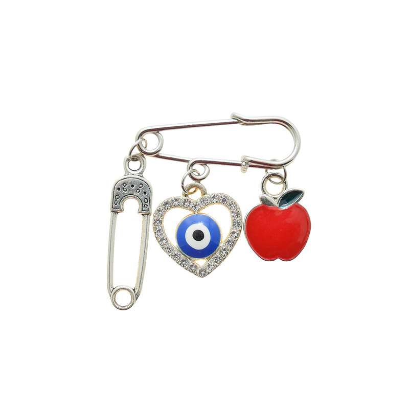 سنجاق سینه دخترانه دلنار گالری مدل سیب و چشم نظر سنجاق سینه دخترانه دلنار گالری مدل سیب و چشم نظر