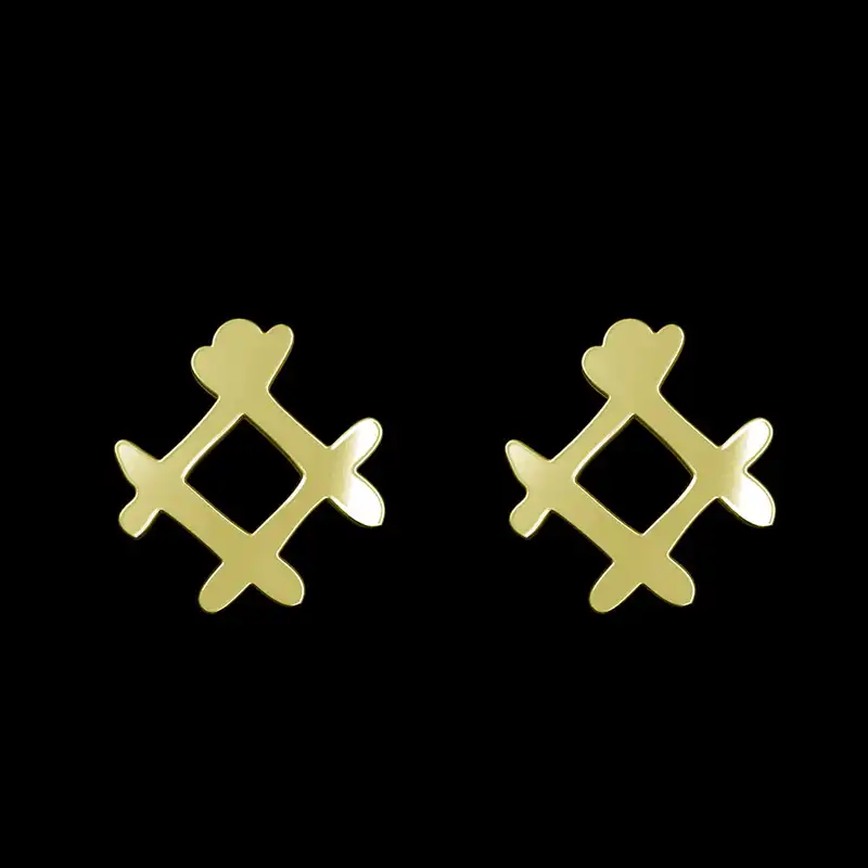 گوشواره طلا 18 عیار زنانه مدوپد مدل هندسی کد GA1-16101