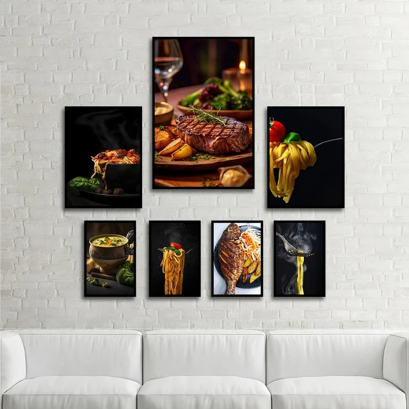 تابلو بکلیت طرح رستوران و کافه مدل B-2623 مجموعه 7 عددی