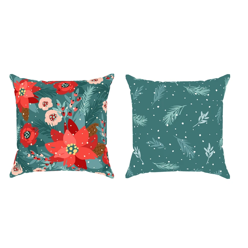 کاور کوسن مدل مخمل طرح گل برفی کد 5243-5242مجموعه دو عددی