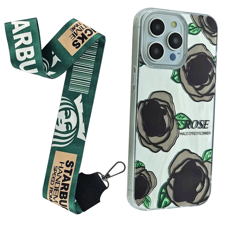 کاور کریتیو مدل گل رز مناسب برای گوشی موبایل اپل Iphone 15promax به همراه بند آویز