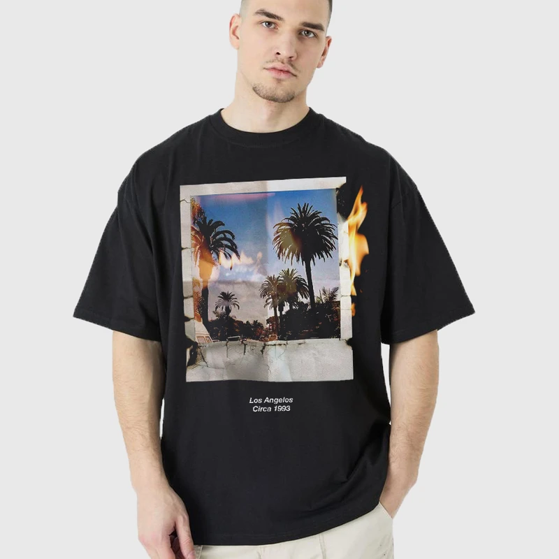 تی شرت آستین کوتاه مردانه مدل اتش سوزی لس انجلس 1993 کد z444