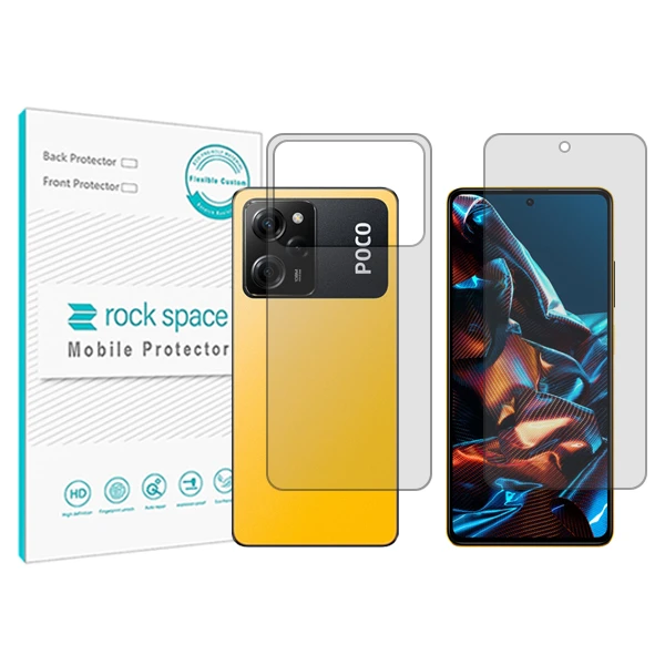 محافظ صفحه نمایش شفاف راک اسپیس مدل HyGEL مناسب برای گوشی موبایل شیائومی Poco X5 Pro به همراه محافظ پشت