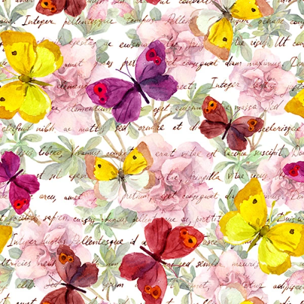 کاغذ کادو مدل پروانه رنگی و تکست لاتین بسته سه عددی 