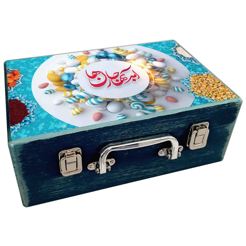  جعبه هدیه مدل چمدان چوبی طرح نوروز ایرانی کد WS674