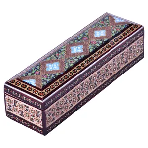 قلمدان خاتم کاری طرح گل و بوته کد 206