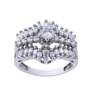 انگشتر نقره زنانه بازرگانی میلادی مدل تک نگین قالب جواهری رکاب رادیوم فول نگین بدون ریزش کد AWR_0199