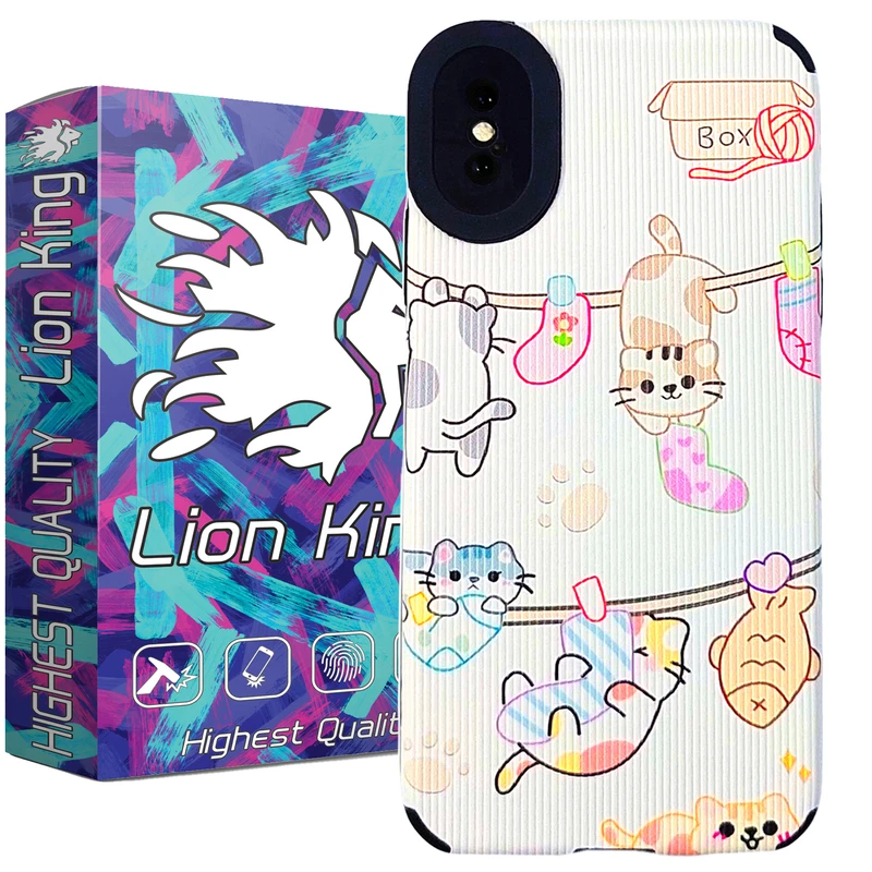 کاور لاین کینگ مدل گربه و جوراب مناسب برای گوشی موبایل اپل iPhone X/Xs