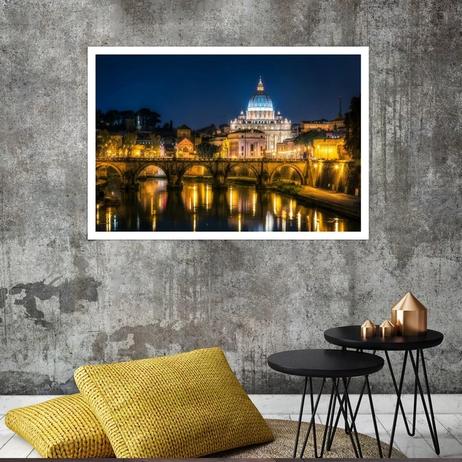 تابلو بکلیت طرح منظره واتیکان  مدل قاب شاسی W-s8116