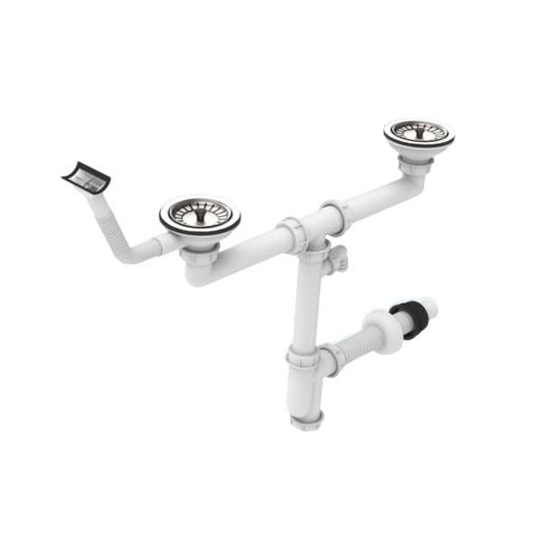 سیفون ظرفشویی محک مدل 352T دو لگنه با سرریز سینی سیفون ظرفشویی محک مدل 352T دو لگنه با سرریز سینی